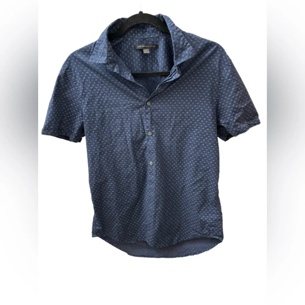 John Varvatos USA Navy Short Sleeve Button-Up Shirt Men’s Small - Picture 3 of 4